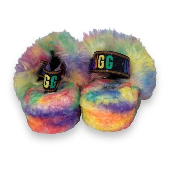 UGG Fluff Yeah "Pride" Slip-on Sandals Multicolor 1131770 Women's 6 - Picture 5 of 10